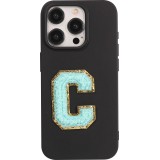 Sticker Aufkleber für Handy/Tablet/Computer 3D gestickt Türkis - Buchstabe C