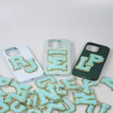 Sticker Aufkleber für Handy/Tablet/Computer 3D gestickt Türkis - Buchstabe C