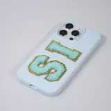 Sticker Aufkleber für Handy/Tablet/Computer 3D gestickt Türkis - Buchstabe C