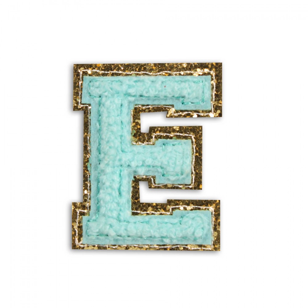Sticker Aufkleber für Handy/Tablet/Computer 3D gestickt Türkis - Buchstabe E