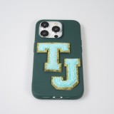 Sticker Aufkleber für Handy/Tablet/Computer 3D gestickt Türkis - Buchstabe E