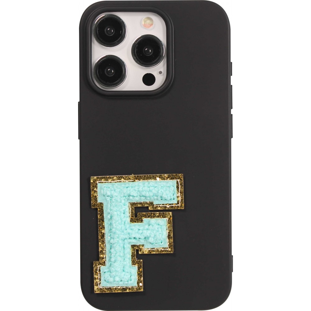 Sticker Aufkleber für Handy/Tablet/Computer 3D gestickt Türkis - Buchstabe F