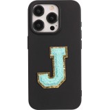 Sticker Aufkleber für Handy/Tablet/Computer 3D gestickt Türkis - Buchstabe J