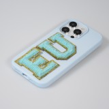 Sticker Aufkleber für Handy/Tablet/Computer 3D gestickt Türkis - Buchstabe J