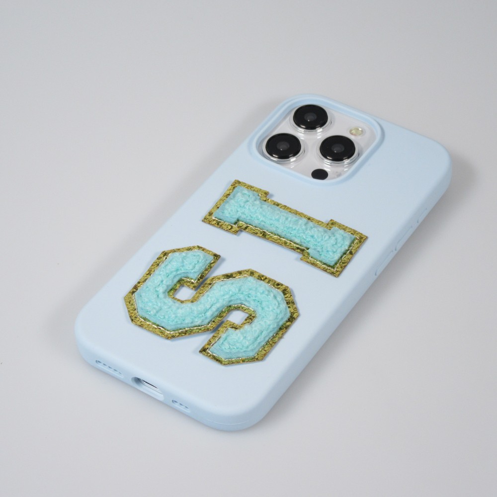 Sticker Aufkleber für Handy/Tablet/Computer 3D gestickt Türkis - Buchstabe J