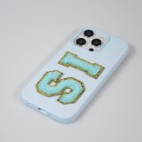 Sticker Aufkleber für Handy/Tablet/Computer 3D gestickt Türkis - Buchstabe J