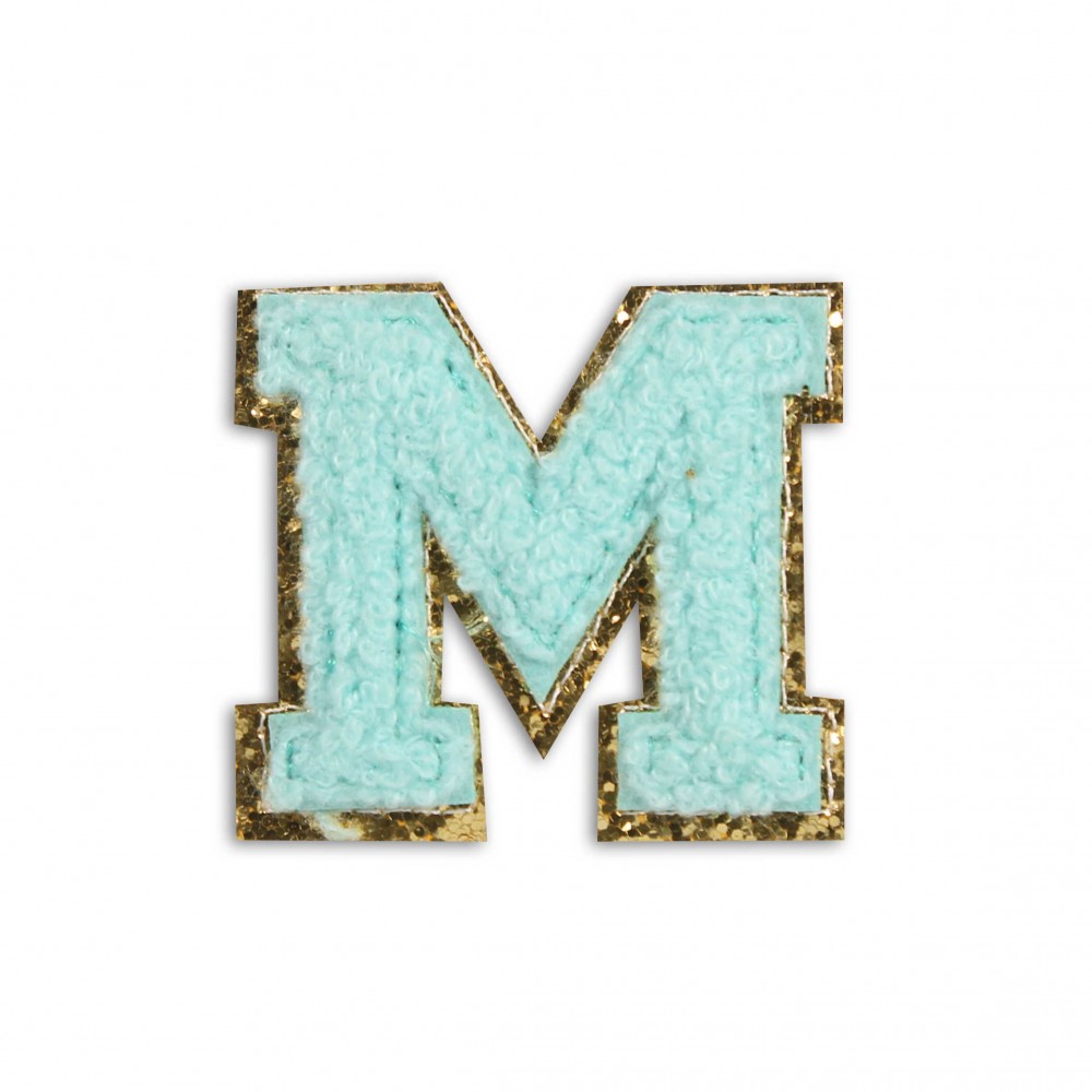 Sticker Aufkleber für Handy/Tablet/Computer 3D gestickt Türkis - Buchstabe M