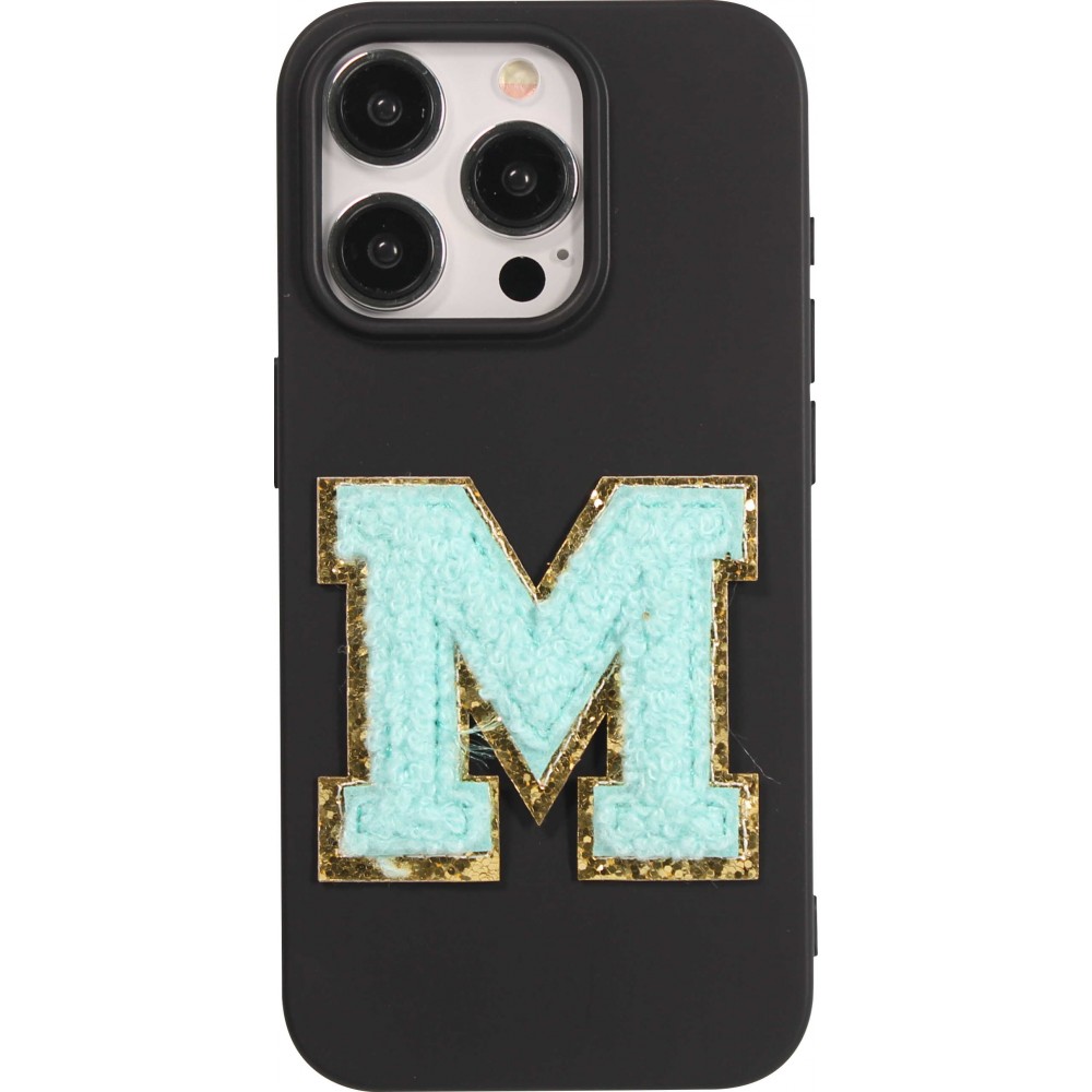 Sticker Aufkleber für Handy/Tablet/Computer 3D gestickt Türkis - Buchstabe M