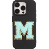 Sticker Aufkleber für Handy/Tablet/Computer 3D gestickt Türkis - Buchstabe M