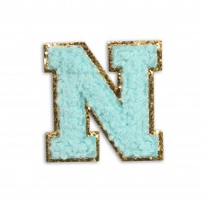 Sticker Aufkleber für Handy/Tablet/Computer 3D gestickt Türkis - Buchstabe N