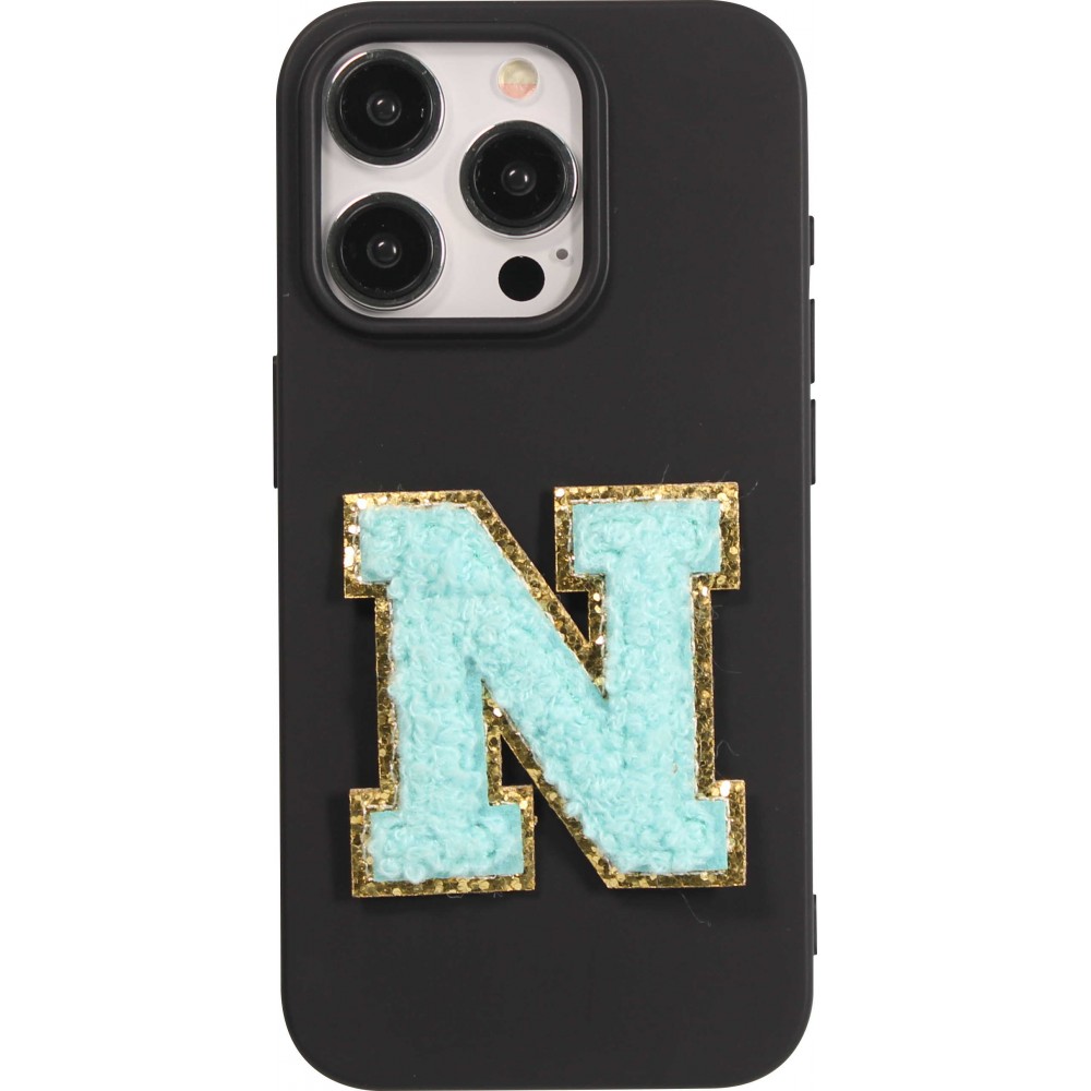 Sticker Aufkleber für Handy/Tablet/Computer 3D gestickt Türkis - Buchstabe N