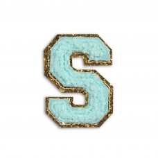 Sticker Aufkleber für Handy/Tablet/Computer 3D gestickt Türkis - Buchstabe S