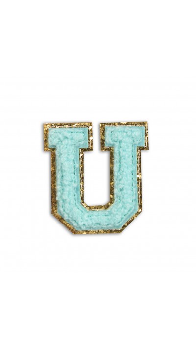 Sticker Aufkleber für Handy/Tablet/Computer 3D gestickt Türkis - Buchstabe U