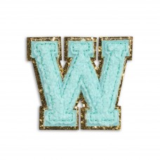 Sticker Aufkleber für Handy/Tablet/Computer 3D gestickt Türkis - Buchstabe W