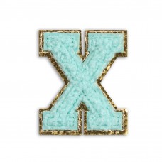 Sticker Aufkleber für Handy/Tablet/Computer 3D gestickt Türkis - Buchstabe X