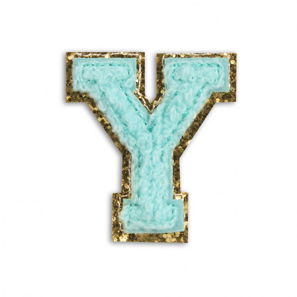 Sticker Aufkleber für Handy/Tablet/Computer 3D gestickt Türkis - Buchstabe Y