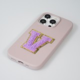 Sticker Aufkleber für Handy/Tablet/Computer 3D gestickt Violett - Buchstabe E