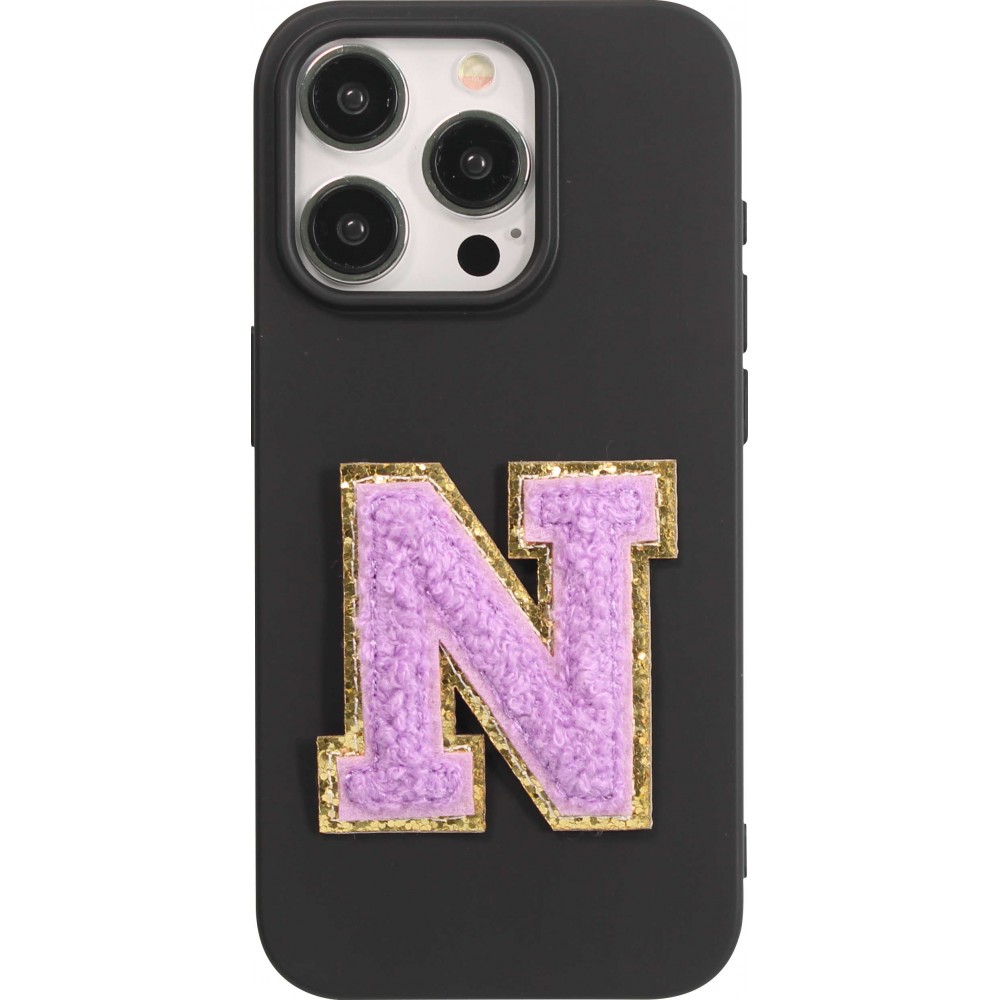 Sticker Aufkleber für Handy/Tablet/Computer 3D gestickt Violett - Buchstabe N