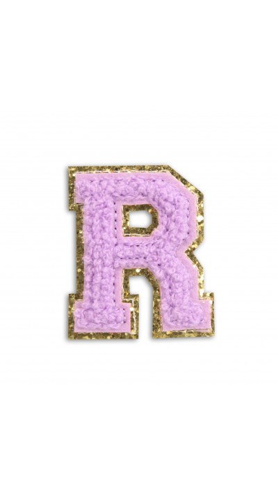 Sticker Aufkleber f&uuml;r Handy/Tablet/Computer 3D gestickt Violett - Buchstabe R