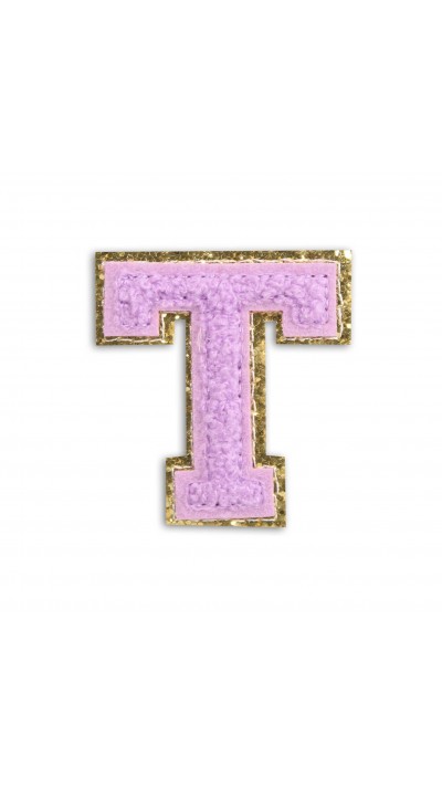 Sticker Aufkleber f&uuml;r Handy/Tablet/Computer 3D gestickt Violett - Buchstabe T