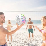 Ballon de plage gonflable DIY &agrave; colorier soi-m&ecirc;me avec 4 feutres de couleur - Blanc