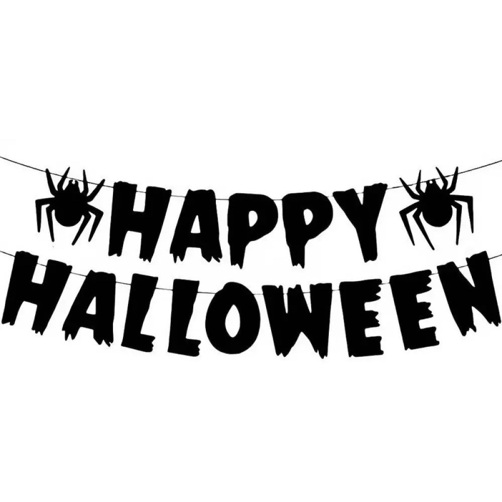 Kartonbanner Happy Halloween - Schwarz