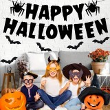 Kartonbanner Happy Halloween - Schwarz