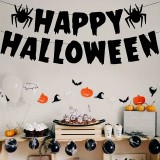 Kartonbanner Happy Halloween - Schwarz