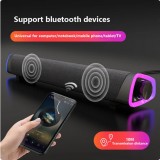 Stylische und minimalistische Bluetooth Sound Bar V8 mit LED Ambiente Beleuchtung + USB + AUX - Grau