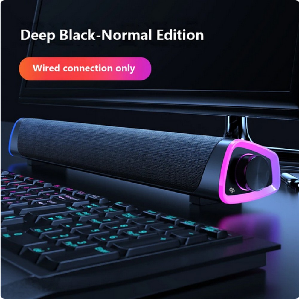 Stylische und minimalistische Bluetooth Sound Bar V8 mit LED Ambiente Beleuchtung + USB + AUX - Grau