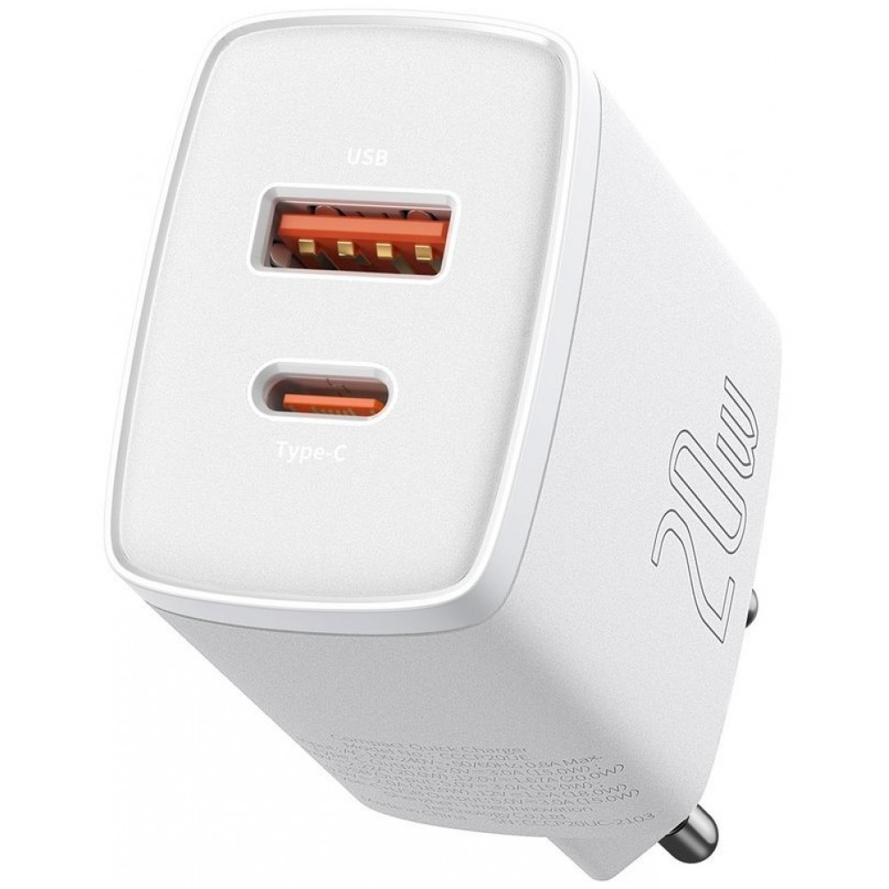 Baseus Ladegerät 20W USB und USB-C (Quick Charge) - Weiss