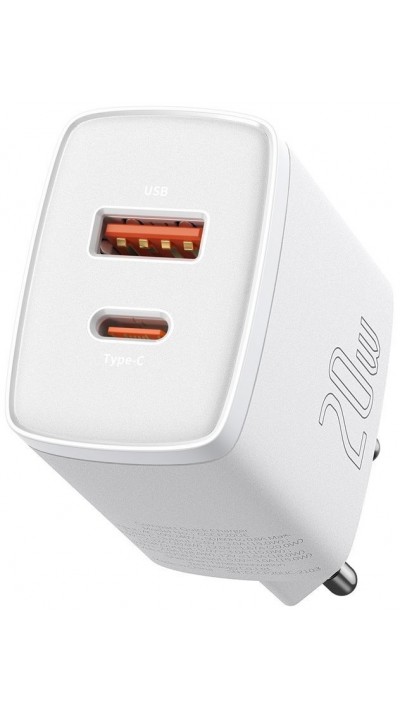 Baseus Ladegerät 20W USB und USB-C (Quick Charge) - Weiss