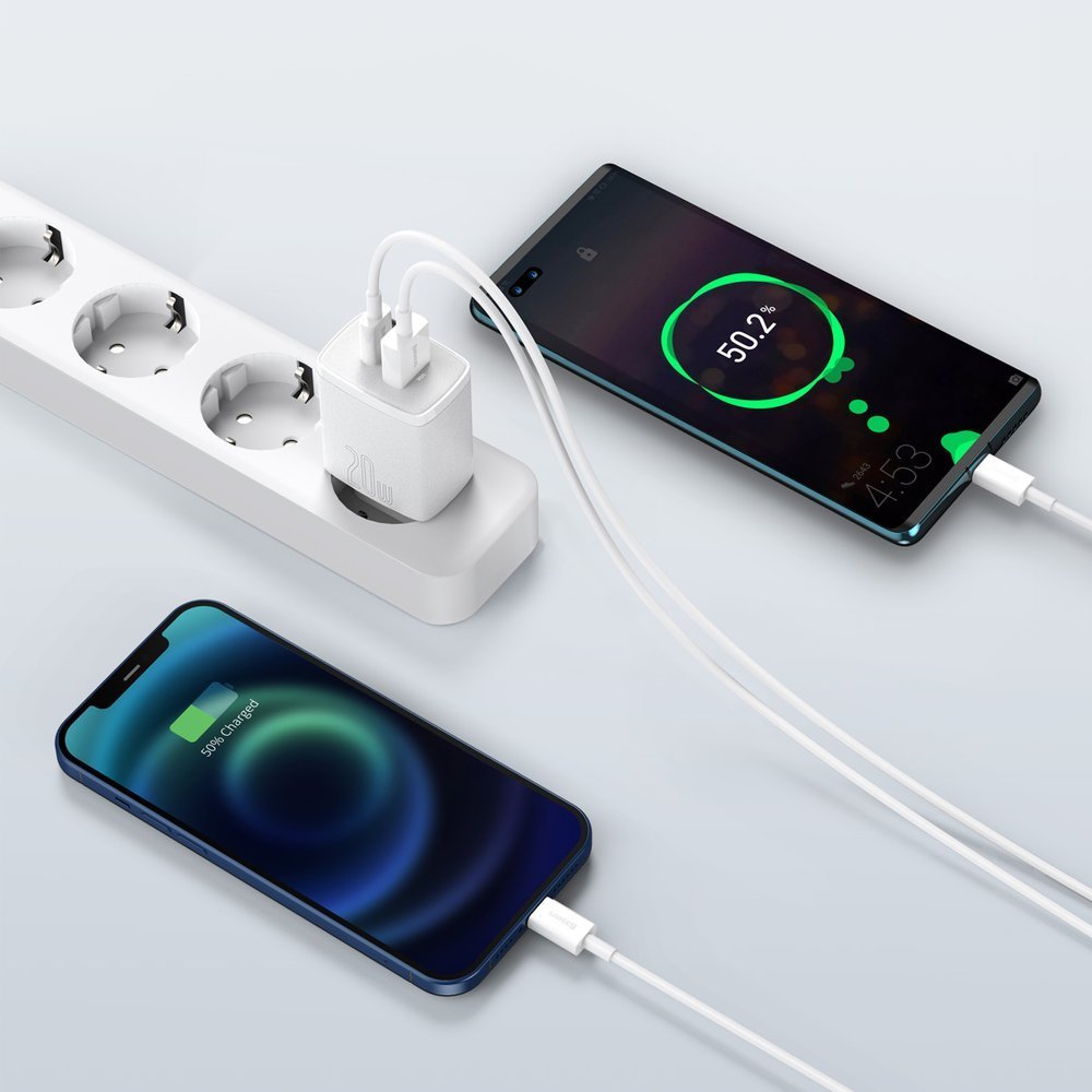 Baseus Ladegerät 20W USB und USB-C (Quick Charge) - Weiss