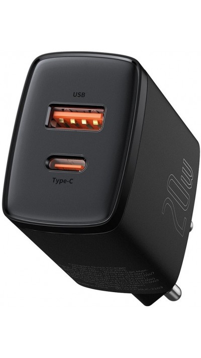 Baseus Ladegerät 20W USB und USB-C (Quick Charge) - Schwarz