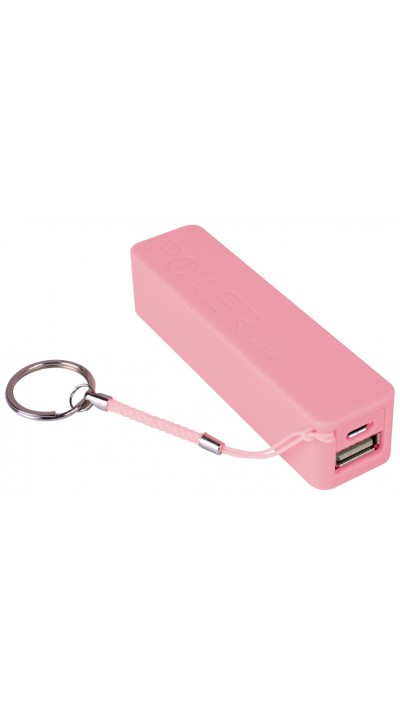 Tragbare & kompakte Power Bank - 2'600 mAh Kapazität USB-A Output Schlüsselanhänger - Rosa