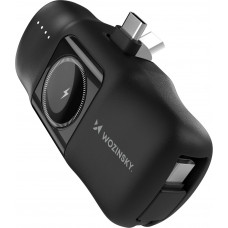 Wozinsky WF16-YCS 5000mAh 15W USB-C Mini Powerbank mit integriertem USB-C-Kabel und Apple Watch Ladeger&auml;t - Schwarz