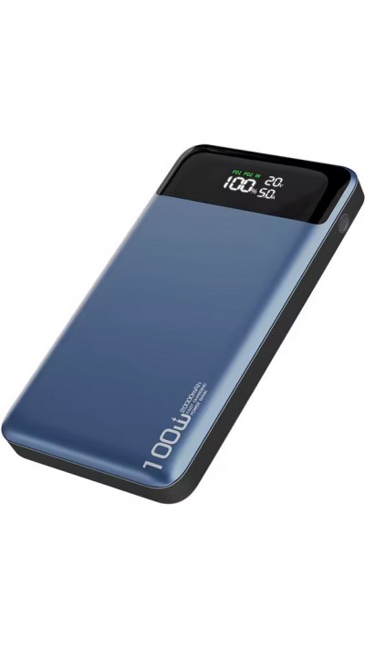 Externer Outdoor-Akku Power Bank Power Delivery PD 100W mit 20000 mAh und LED-Anzeige - Blau