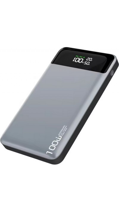 Externer Outdoor-Akku Power Bank Power Delivery PD 100W mit 20000 mAh und LED-Anzeige - Grau