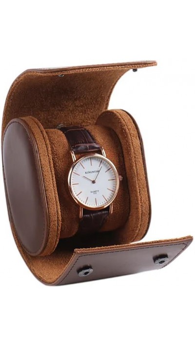 Luxuriöse und hochwertige Uhren Aufbewahrungs Box Kunstleder und weichem Uhrenkissen - 1 Uhr - Braun