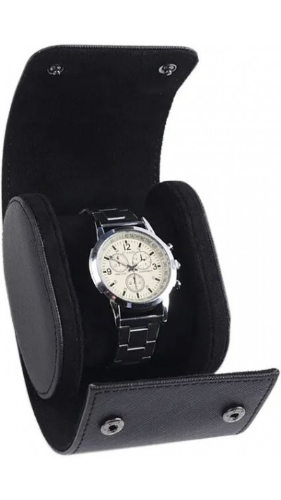 Luxuriöse und hochwertige Uhren Aufbewahrungs Box Kunstleder und weichem Uhrenkissen - 1 Uhr - Schwarz