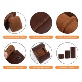 Boîte à montre de luxe et de haute qualité en similicuir et coussin de montre doux - 3 montres - Brun