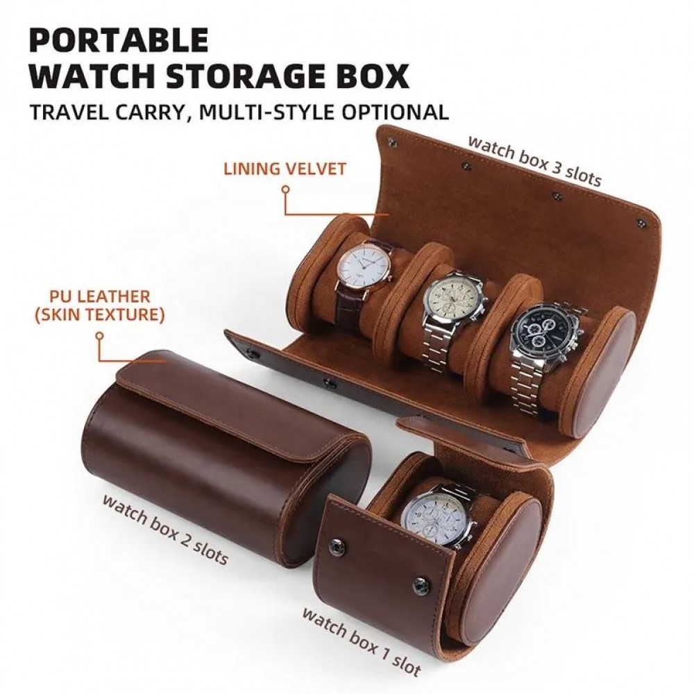 Boîte à montre de luxe et de haute qualité en similicuir et coussin de montre doux - 3 montres - Noir