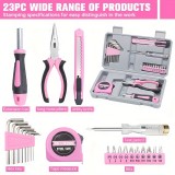 Faltbare und kompakte Werkzeugbox für Mädchen/Frauen (23 Teile) mit allen wichtigen Werkzeugen - Rosa