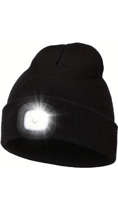 Unisex LED Mütze mit Stirnlampe für nächtliche Aktivitäten - Schwarz