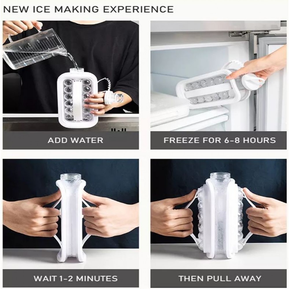 Flasche Eiswürfelform 2 in 1 ice ball multifunktional - Weiss