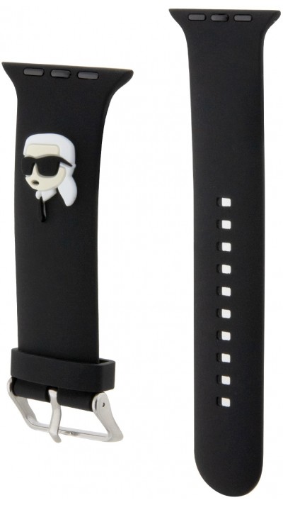 Karl Lagerfeld Armband aus schwarzem Soft-Touch-Silikon mit geprägtem Karl-Kopf - Schwarz - Apple Watch 44/45/46/49 mm / 49 mm