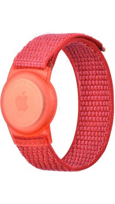 Verstellbares Velcro Nylon Armband für Kinder & Erwachsenen mit AirTag Halterung - Rot
