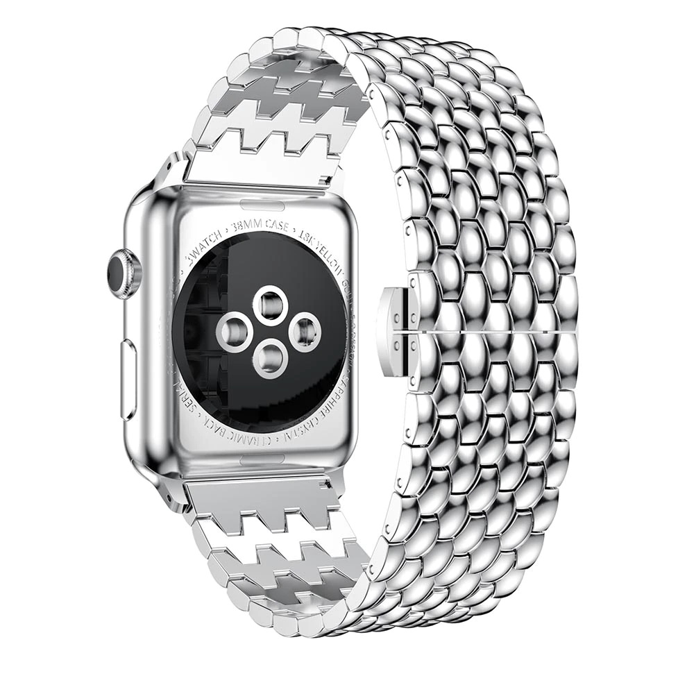 Edelstahlarmband mit kleinen Einzelngliedern in Wabenform  - Silber - Apple Watch 38/40/41/42 mm