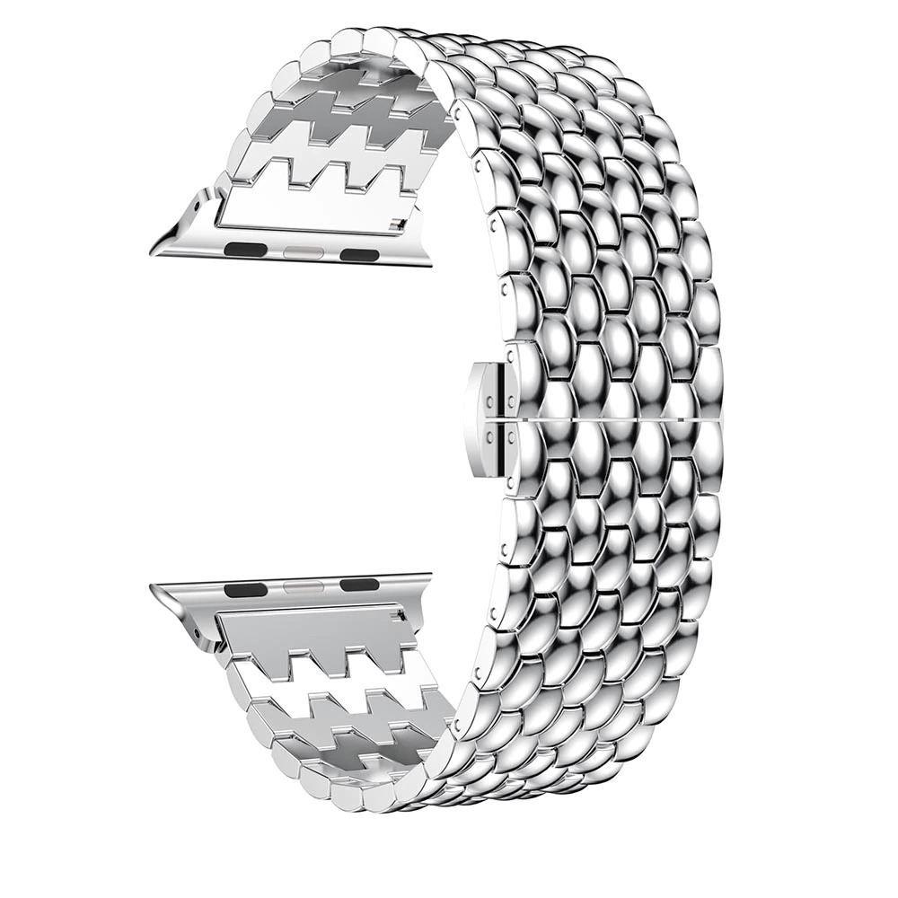 Edelstahlarmband mit kleinen Einzelngliedern in Wabenform  - Silber - Apple Watch 38/40/41/42 mm