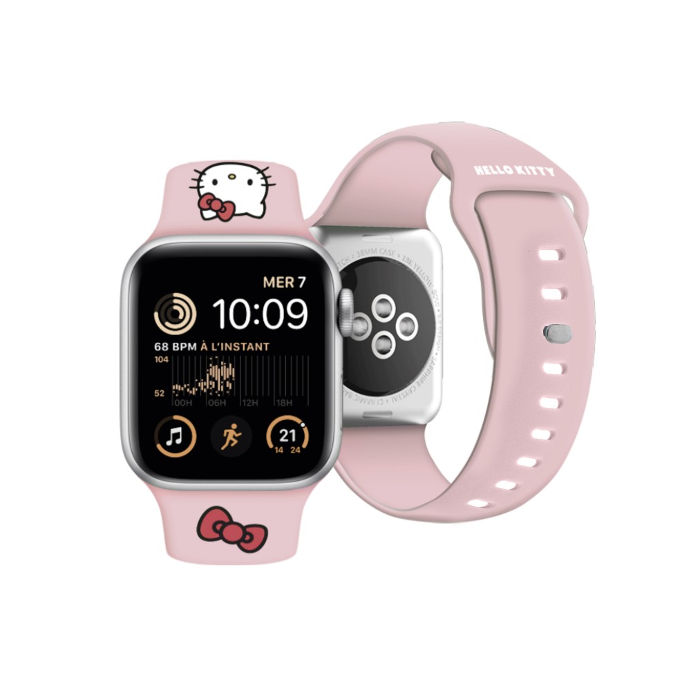 Hello Kitty verstellbares Armband aus Soft-Touch-Silikon mit aufgedrucktem Logo - Rosa - Apple Watch 38/40/41/42 mm